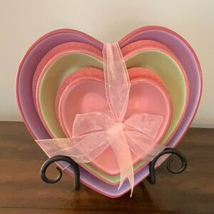 Set of 3 Heart Shape Ceramic Bowls